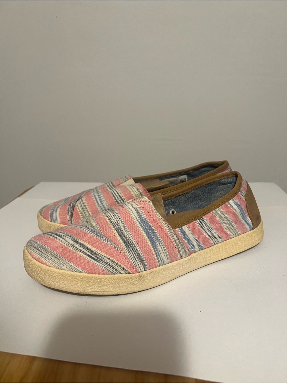 Tom’s Striped Pink Slip-On Women's Casual Sneakers